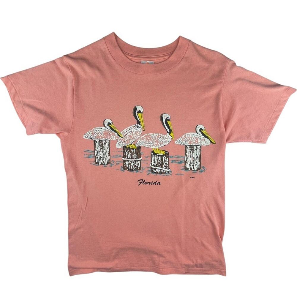 Vintage 80s Florida Pelicans Dock T-Shirt Size Medium Tourist Tee